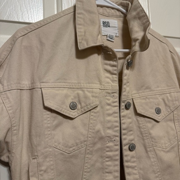 RSQ Cream Cropped Jean Jacket – Relaxed Fit - Picture 2 of 2